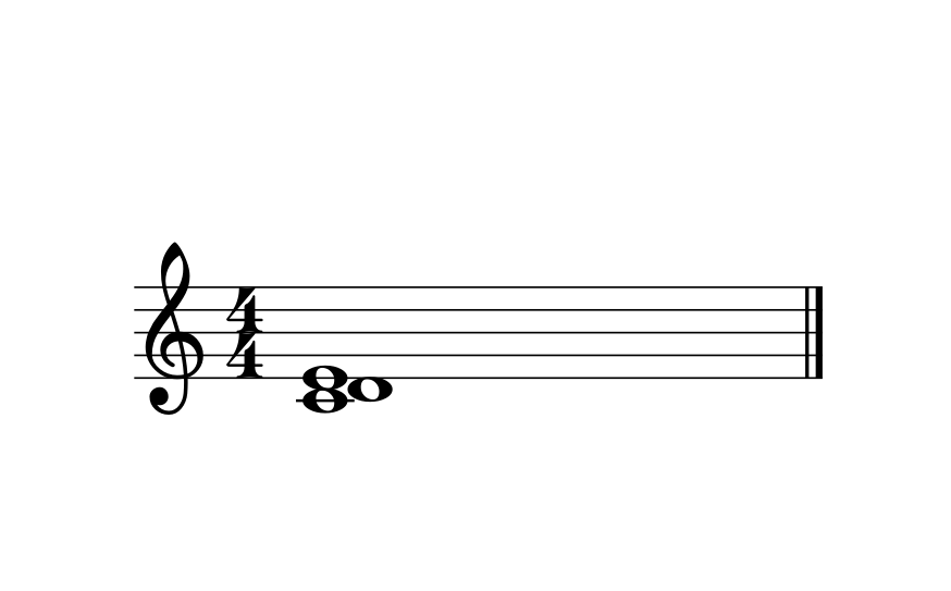 musical stave with chord made up of c, d, and e